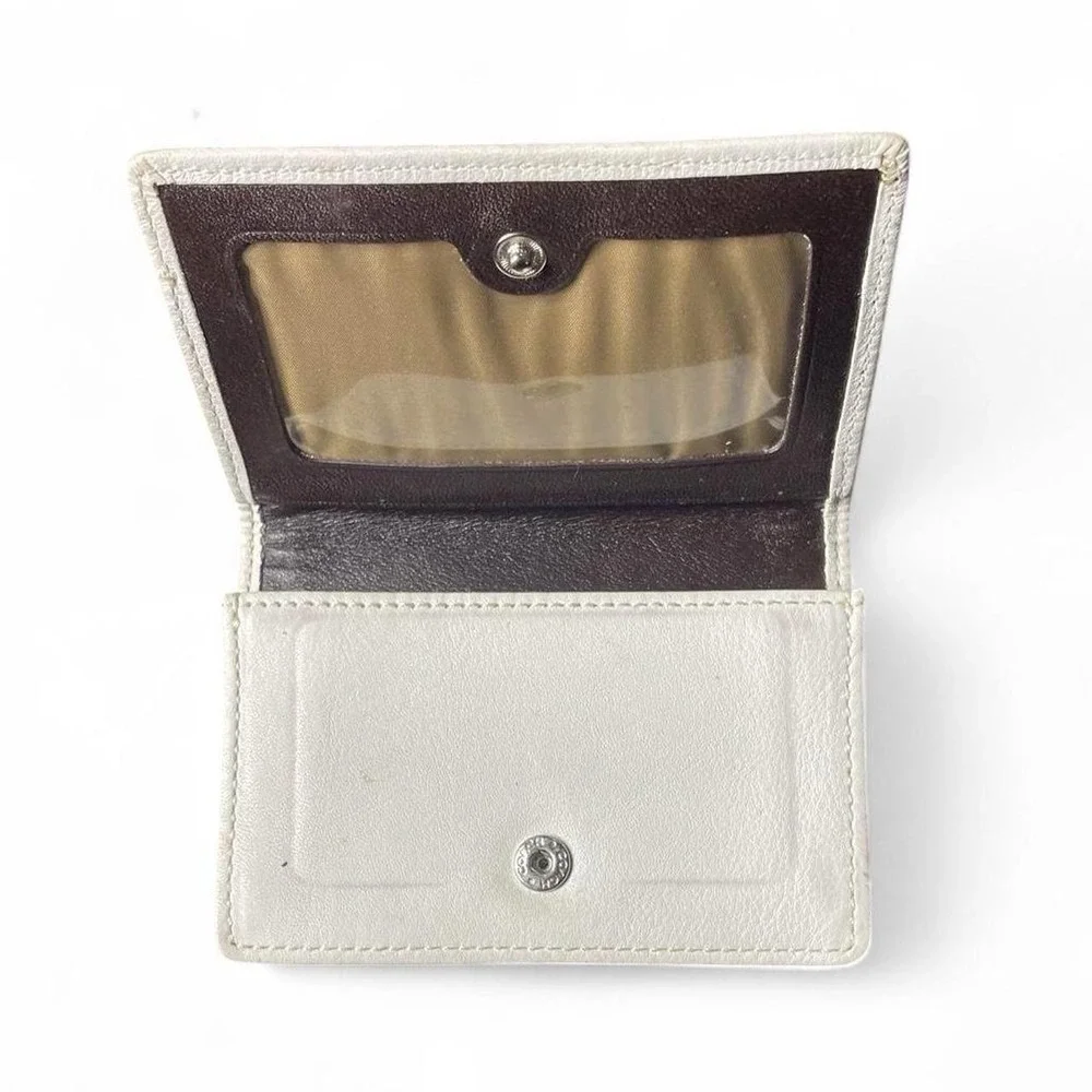 Coach Women's Leather Wallet Card Holder Purse Small Cream And Brown
